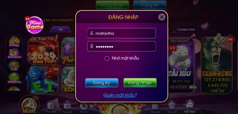 Quy trình đăng nhập ChoangClub sau khi có tài khoản 